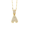 Wholesale Jewelry Copper Alloy Micropaved Zircon Letter Pendant Necklace Set With Diamonds Melon Seed Chain Unisex
