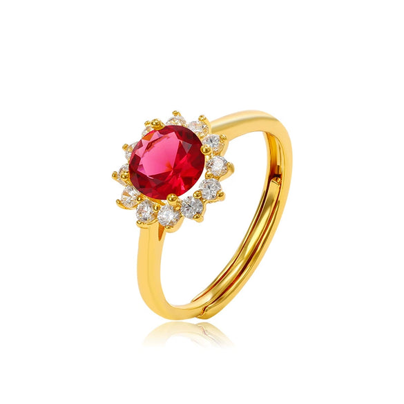 Wholesale Jewelry Copper Alloy Sunflower Ring Women's Vintage Light Luxury Electroplated