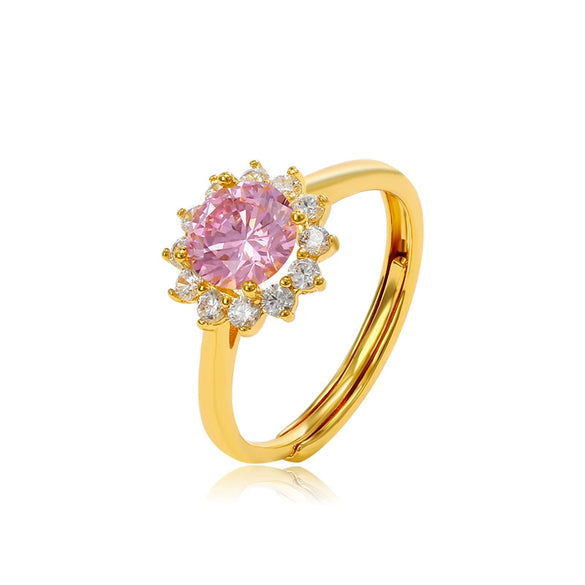 Wholesale Jewelry Copper Alloy Sunflower Ring Women's Vintage Light Luxury Electroplated