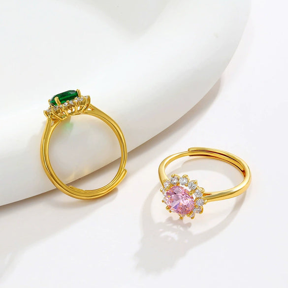 Wholesale Jewelry Copper Alloy Sunflower Ring Women's Vintage Light Luxury Electroplated
