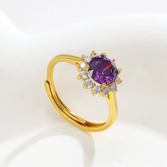 Wholesale Jewelry Copper Alloy Sunflower Ring Women's Vintage Light Luxury Electroplated