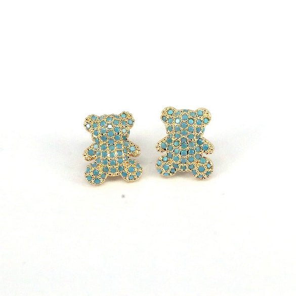 Wholesale Jewelry Copper Animal Bear Inlaid Zircon Earrings For Women