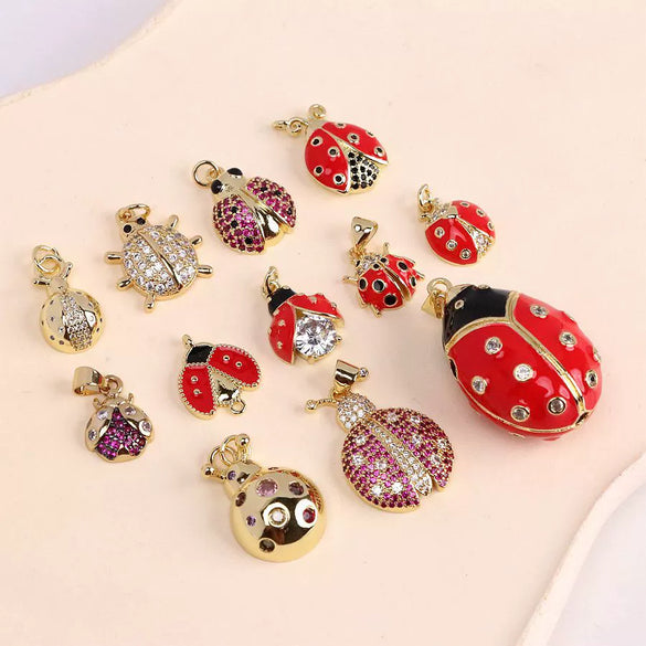 Wholesale Jewelry Copper Animal Style Ladybug Pattern Electroplated Pendant Accessories
