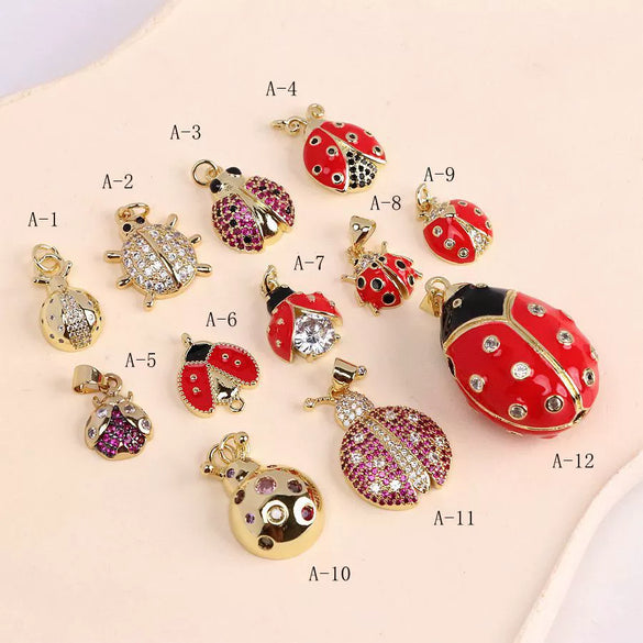 Wholesale Jewelry Copper Animal Style Ladybug Pattern Electroplated Pendant Accessories