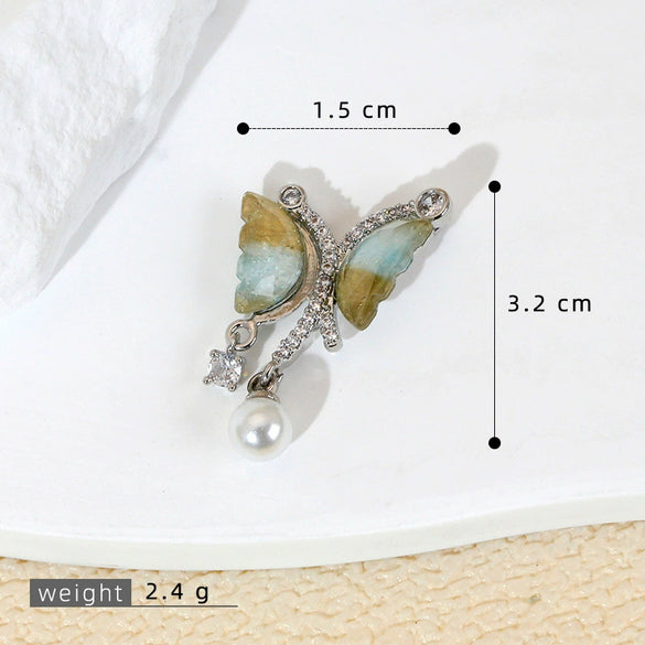 Wholesale Jewelry Copper Animal Zodiac Cartoon Style Micropaved Shell Butterfly Pearl Pendant Necklace And Earrings Accessories