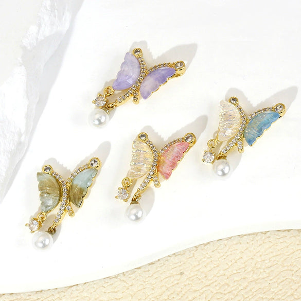 Wholesale Jewelry Copper Animal Zodiac Cartoon Style Micropaved Shell Butterfly Pearl Pendant Necklace And Earrings Accessories