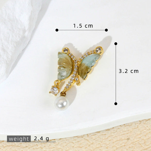 Wholesale Jewelry Copper Animal Zodiac Cartoon Style Micropaved Shell Butterfly Pearl Pendant Necklace And Earrings Accessories