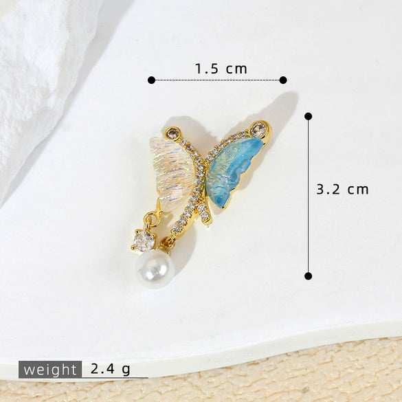 Wholesale Jewelry Copper Animal Zodiac Cartoon Style Micropaved Shell Butterfly Pearl Pendant Necklace And Earrings Accessories