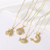 Wholesale Jewelry Copper Animal Zodiac Geometric Small Fish And Shrimp Necklace Clavicle Chain Electroplated
