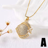 Wholesale Jewelry Copper Animal Zodiac Geometric Small Fish And Shrimp Necklace Clavicle Chain Electroplated