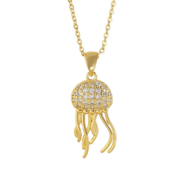 Wholesale Jewelry Copper Animal Zodiac Jellyfish Pendant O Word Chain Necklace Electroplated For Women