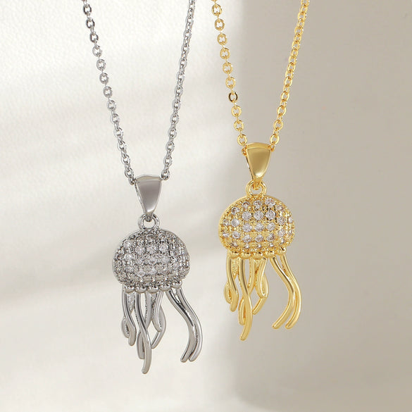 Wholesale Jewelry Copper Animal Zodiac Jellyfish Pendant O Word Chain Necklace Electroplated For Women