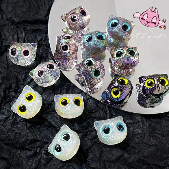 Wholesale Jewelry Copper Beaded Accessories With Line Pattern And Environmental Protection Treatment For Diy Bracelet And Necklace Featuring Cat Head Monster Design
