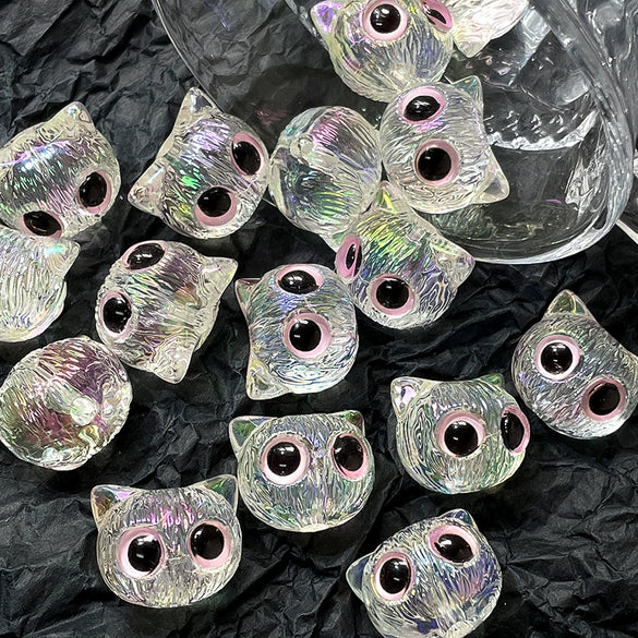 Wholesale Jewelry Copper Beaded Accessories With Line Pattern And Environmental Protection Treatment For Diy Bracelet And Necklace Featuring Cat Head Monster Design