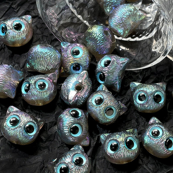 Wholesale Jewelry Copper Beaded Accessories With Line Pattern And Environmental Protection Treatment For Diy Bracelet And Necklace Featuring Cat Head Monster Design