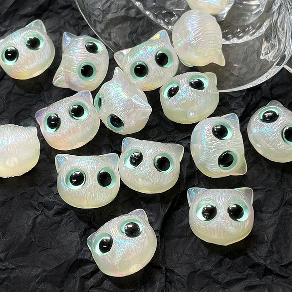 Wholesale Jewelry Copper Beaded Accessories With Line Pattern And Environmental Protection Treatment For Diy Bracelet And Necklace Featuring Cat Head Monster Design