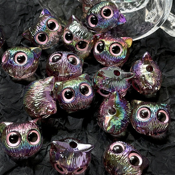Wholesale Jewelry Copper Beaded Accessories With Line Pattern And Environmental Protection Treatment For Diy Bracelet And Necklace Featuring Cat Head Monster Design