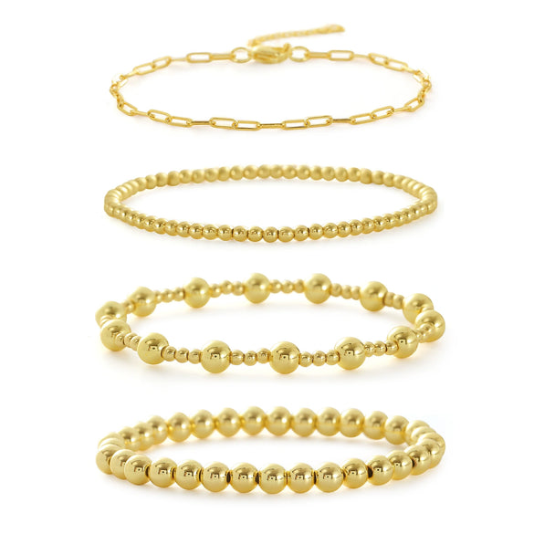 Wholesale Jewelry Copper Beaded Bracelet Geometric Minimalist Electroplated For Women