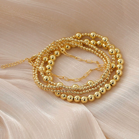 Wholesale Jewelry Copper Beaded Bracelet Geometric Minimalist Electroplated For Women