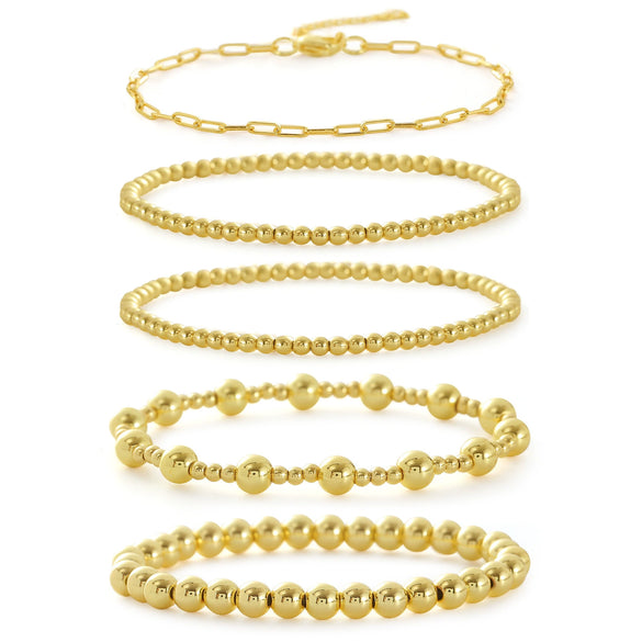 Wholesale Jewelry Copper Beaded Bracelet Geometric Minimalist Electroplated For Women