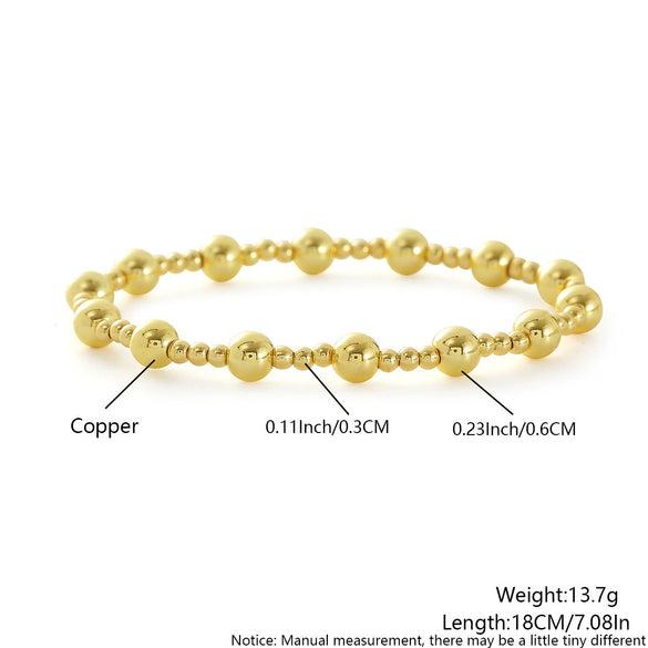 Wholesale Jewelry Copper Beaded Bracelet Geometric Minimalist Electroplated For Women