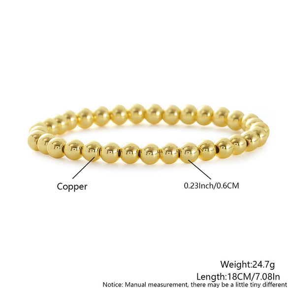 Wholesale Jewelry Copper Beaded Bracelet Geometric Minimalist Electroplated For Women