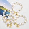 Wholesale Jewelry Copper Beaded Shell Heart Starfish Pendant Gold Plated Bracelet With Star Pattern