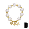 Wholesale Jewelry Copper Beaded Shell Heart Starfish Pendant Gold Plated Bracelet With Star Pattern