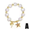 Wholesale Jewelry Copper Beaded Shell Heart Starfish Pendant Gold Plated Bracelet With Star Pattern