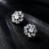 Wholesale Jewelry Copper Cartoon Geometric Hollow Irregular Zircon Women Earrings Snowflake Design