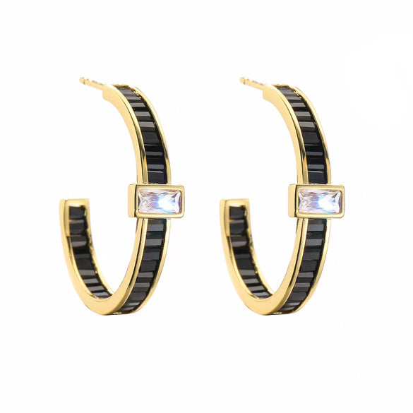 Wholesale Jewelry Copper Colored Diamond Zircon Earrings Geometric Sweet Style 18K Gold Plated