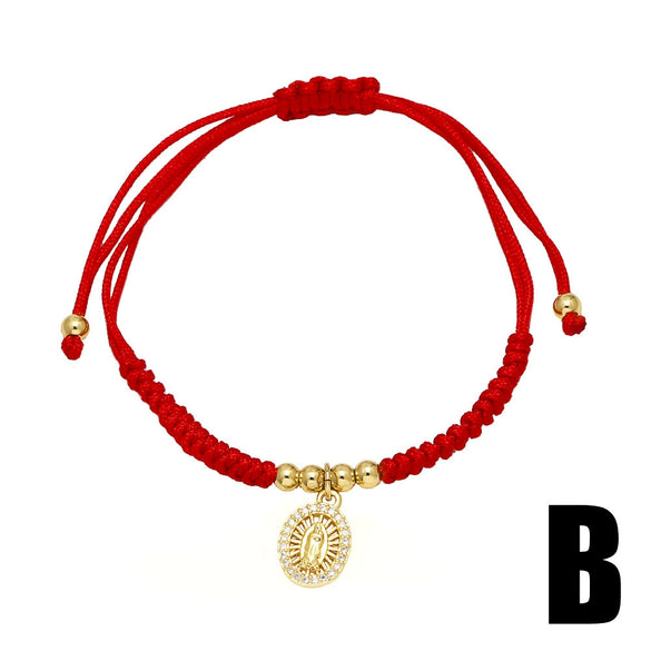 Wholesale Jewelry Copper Cross Pendant Bracelet Gold Plated Minimalist Style