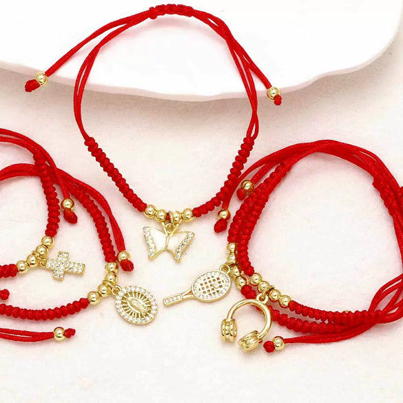 Wholesale Jewelry Copper Cross Pendant Bracelet Gold Plated Minimalist Style