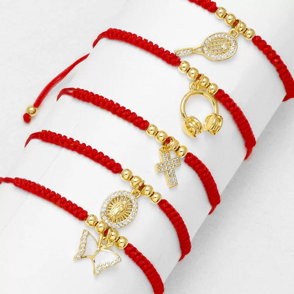 Wholesale Jewelry Copper Cross Pendant Bracelet Gold Plated Minimalist Style