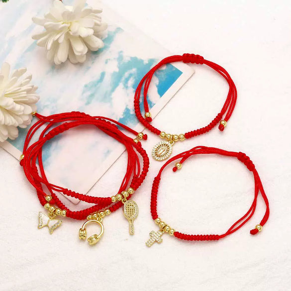 Wholesale Jewelry Copper Cross Pendant Bracelet Gold Plated Minimalist Style