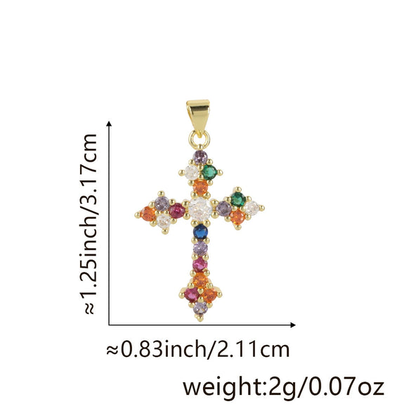 Wholesale Jewelry Copper Cross Pendant Lip Chain Geometric Allmatch Dripping Oil Style
