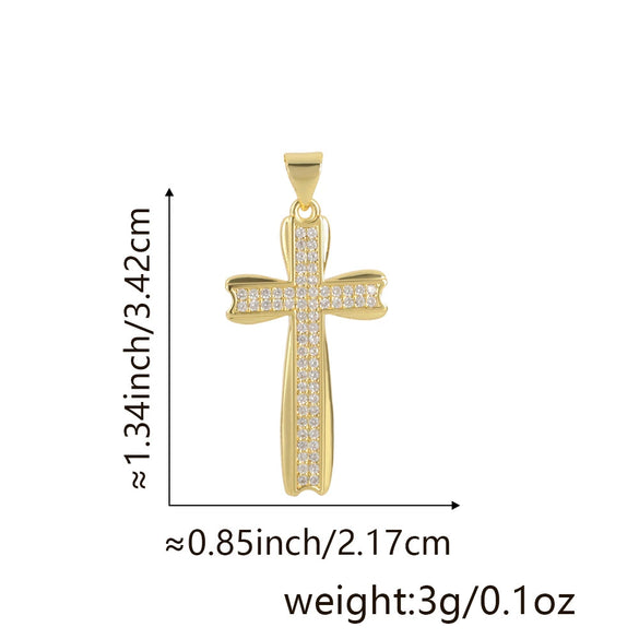 Wholesale Jewelry Copper Cross Pendant Lip Chain Geometric Allmatch Dripping Oil Style