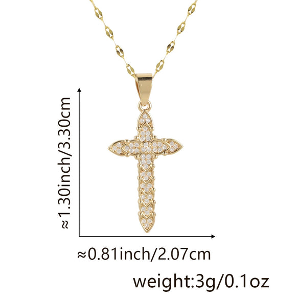 Wholesale Jewelry Copper Cross Pendant Lip Chain Geometric Allmatch Dripping Oil Style
