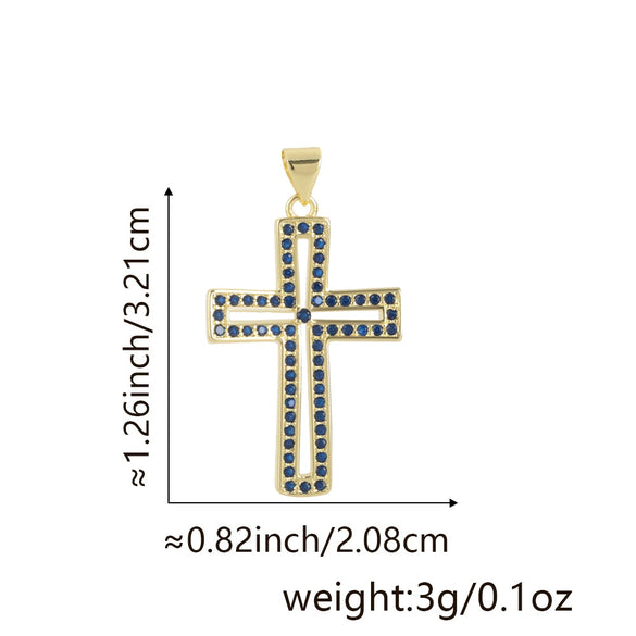 Wholesale Jewelry Copper Cross Pendant Lip Chain Geometric Allmatch Dripping Oil Style