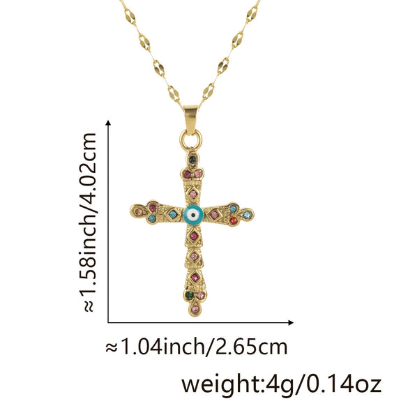 Wholesale Jewelry Copper Cross Pendant Lip Chain Geometric Allmatch Dripping Oil Style