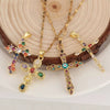 Wholesale Jewelry Copper Cross Pendant Lip Chain Geometric Allmatch Dripping Oil Style