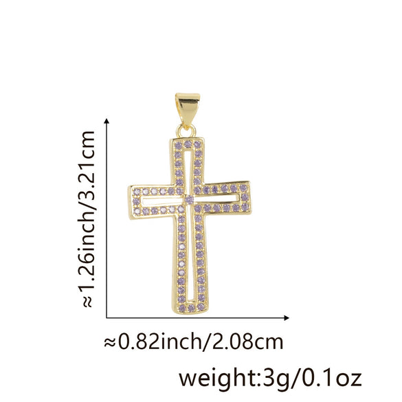 Wholesale Jewelry Copper Cross Pendant Lip Chain Geometric Allmatch Dripping Oil Style