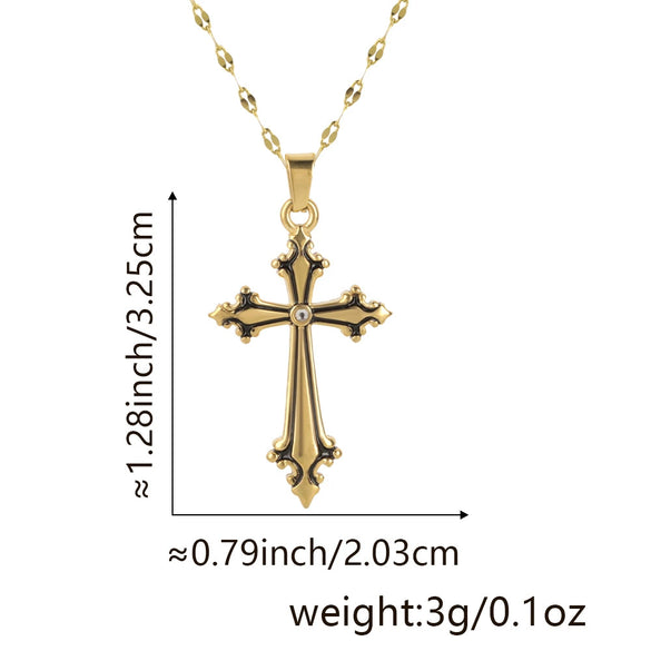 Wholesale Jewelry Copper Cross Pendant Lip Chain Geometric Allmatch Dripping Oil Style