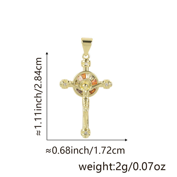 Wholesale Jewelry Copper Cross Pendant Lip Chain Geometric Allmatch Dripping Oil Style