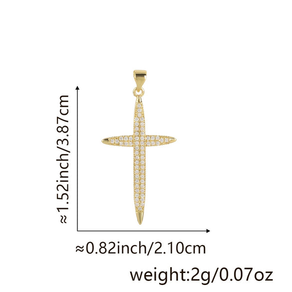 Wholesale Jewelry Copper Cross Pendant Lip Chain Geometric Allmatch Dripping Oil Style