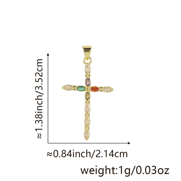 Wholesale Jewelry Copper Cross Pendant Lip Chain Geometric Allmatch Dripping Oil Style