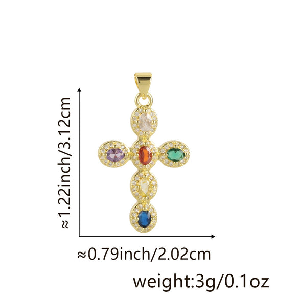 Wholesale Jewelry Copper Cross Pendant Lip Chain Geometric Allmatch Dripping Oil Style