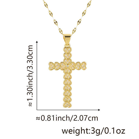 Wholesale Jewelry Copper Cross Pendant Lip Chain Geometric Allmatch Dripping Oil Style