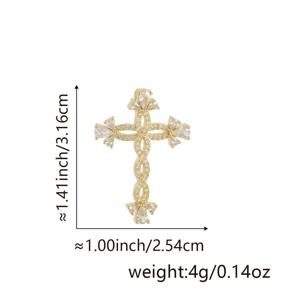 Wholesale Jewelry Copper Cross Pendant Lip Chain Geometric Allmatch Dripping Oil Style