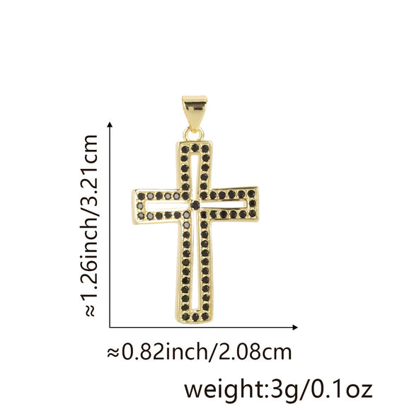 Wholesale Jewelry Copper Cross Pendant Lip Chain Geometric Allmatch Dripping Oil Style